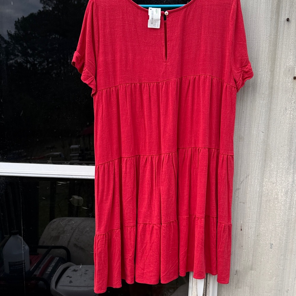 Umgee tiered dress reddish orange large